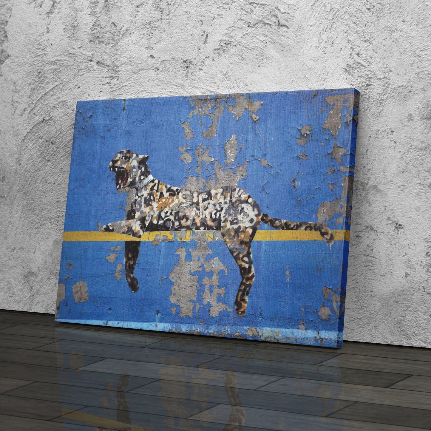 Banksy 'Bronx Zoo Leopard' Street Art Canvas Print - Framed Wall Art