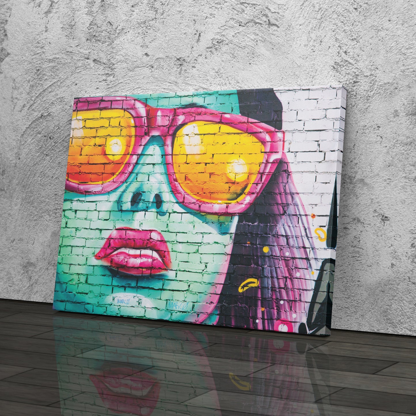 Banksy 'Cool Girl on Wall' Canvas Print - Framed Street Art