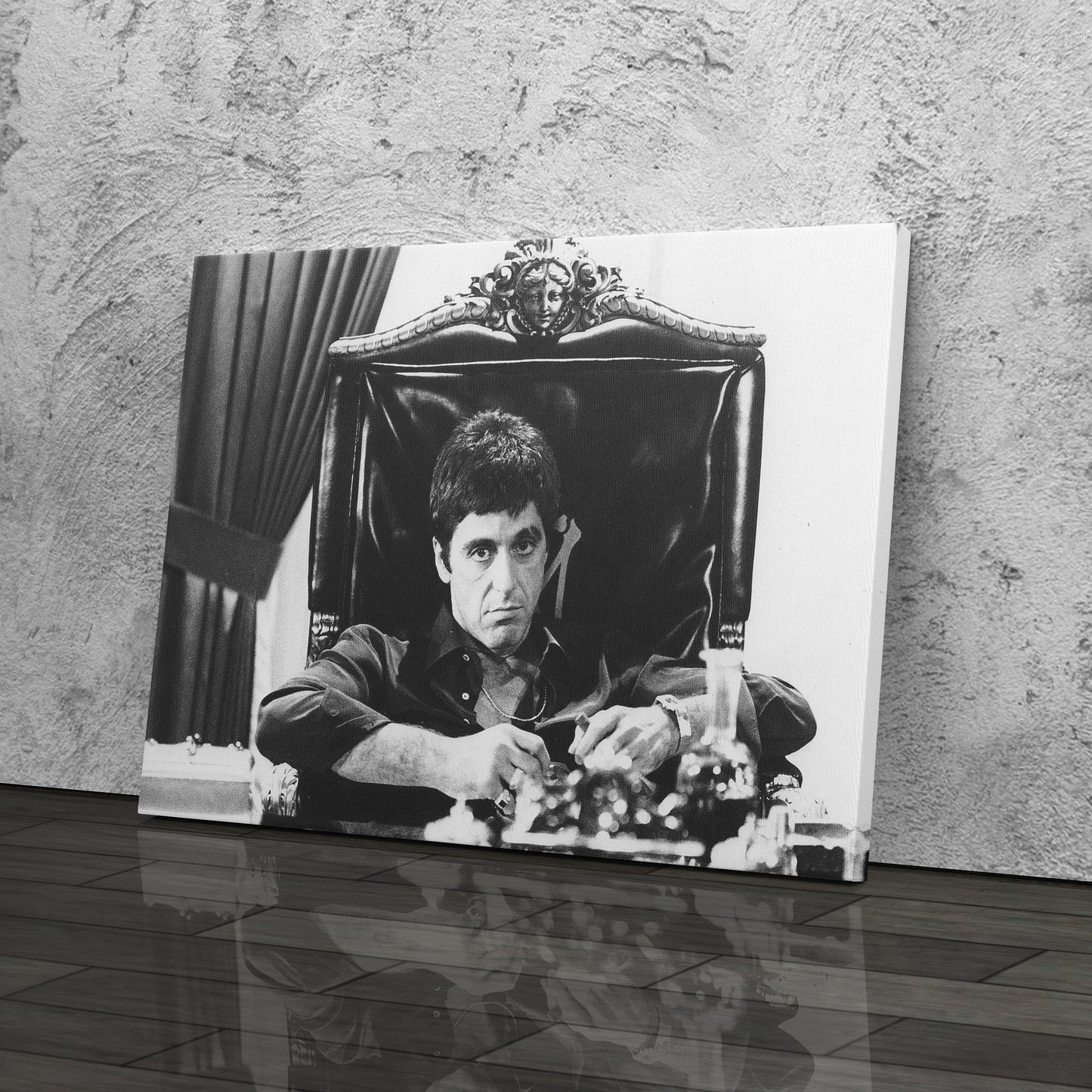 Tony Montana Scarface Canvas Art - Movie Wall Decor Black and White
