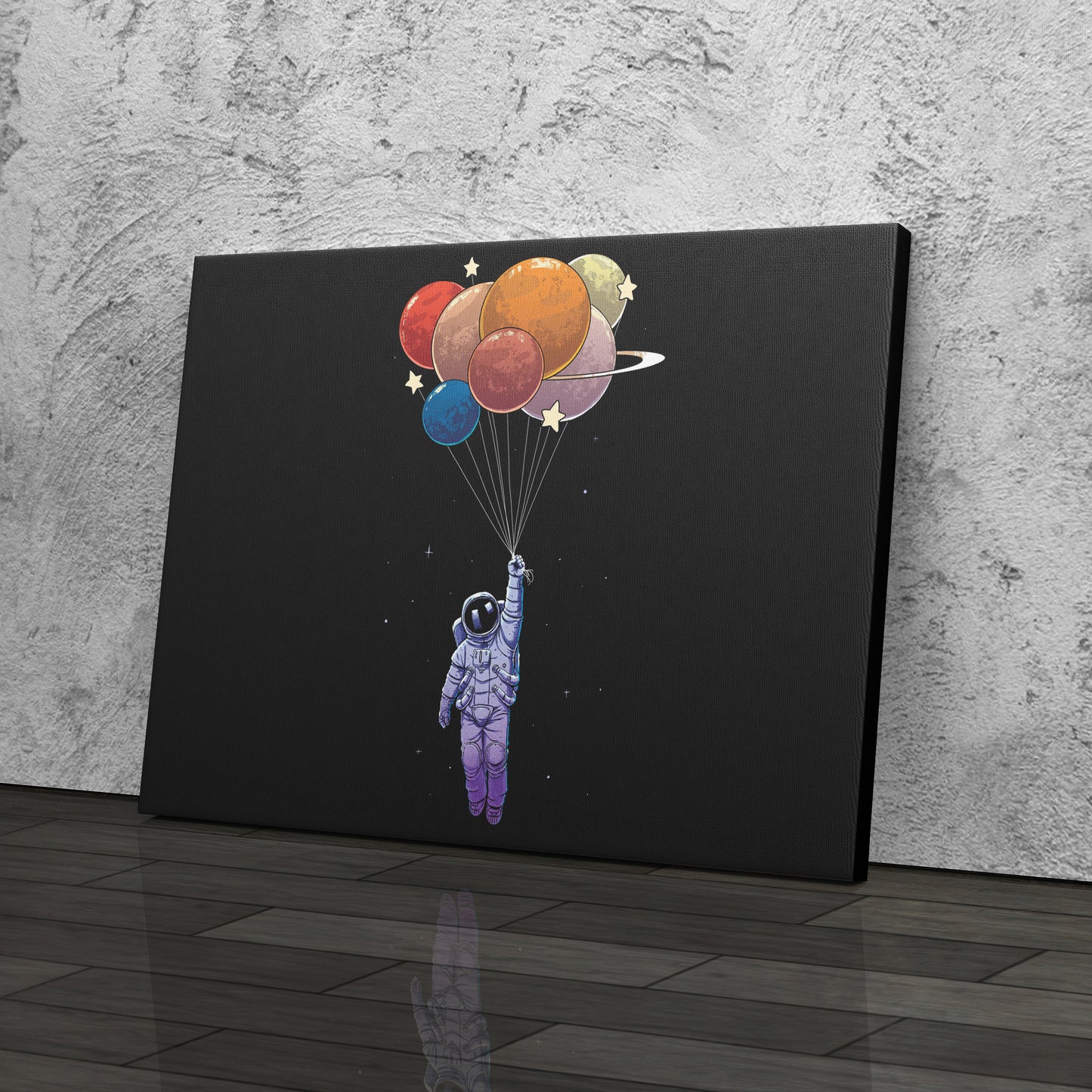 Astronaut Holding Colorful Balloons - Canvas Wall Art Decor