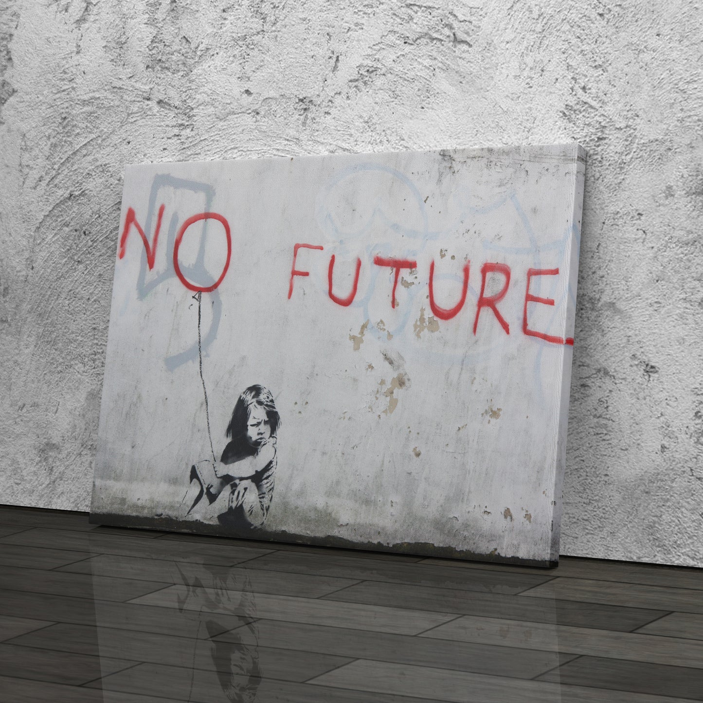 Banksy 'No Future' Street Art Canvas Print - Framed Wall Decor