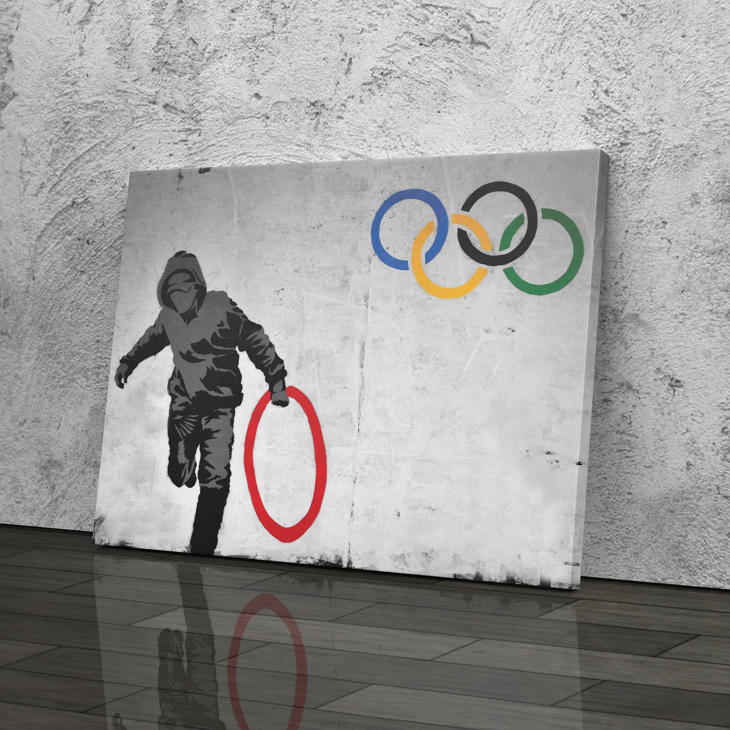 Banksy 'Olympic Ring' Canvas Print - Framed Wall Art