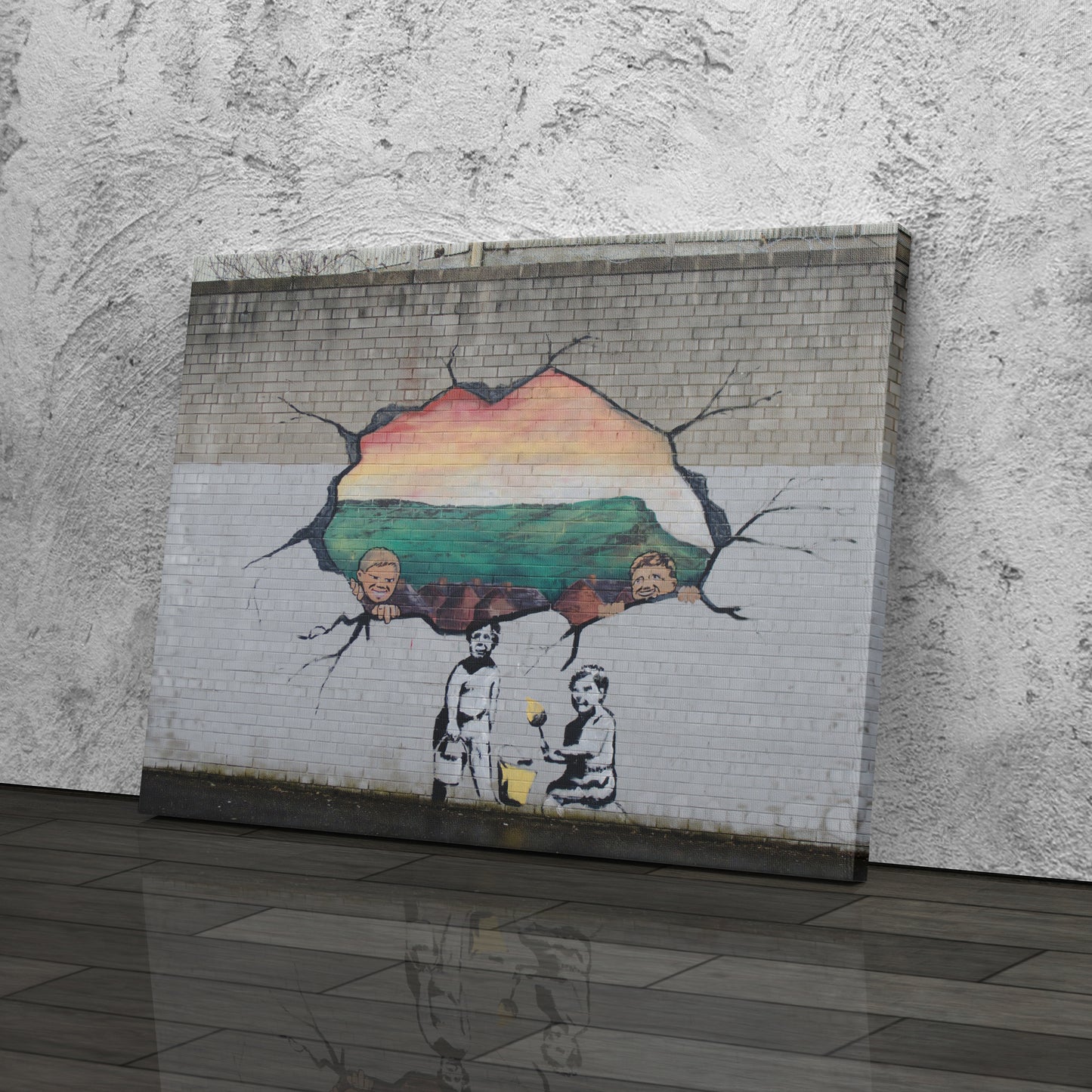 Banksy 'Graffiti Hole Wall' Canvas Print - Framed Wall Art