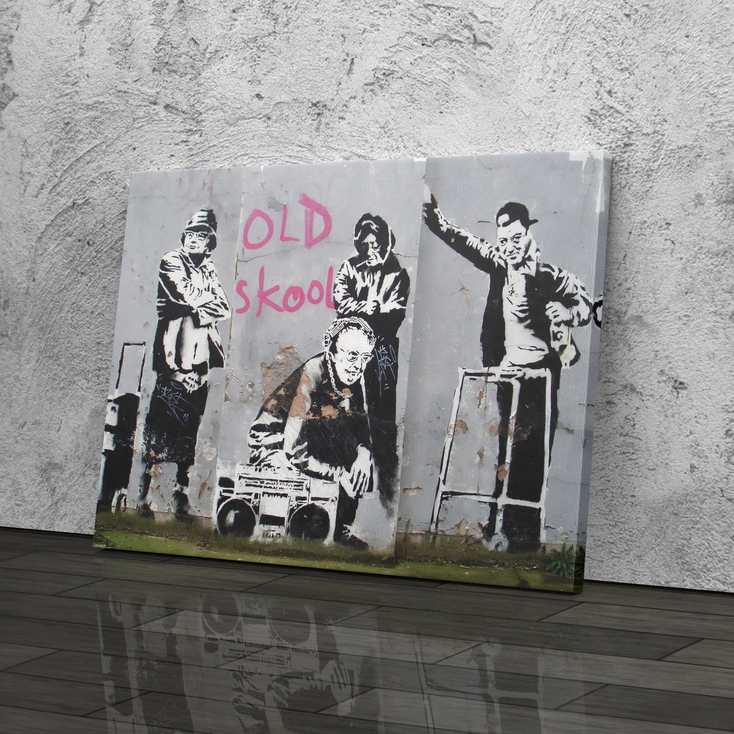 Banksy 'Old School' Canvas Print - Framed Wall Art
