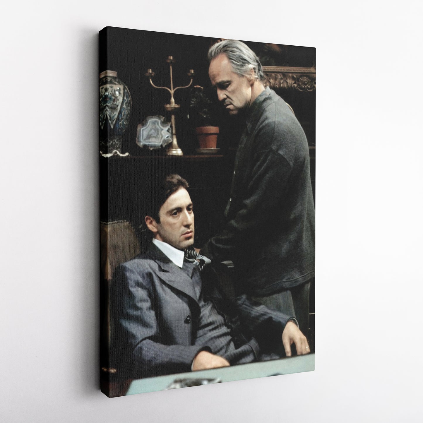 Godfather Marlon Brando and Al Pacino Canvas Wall Art – Mafia Movie Poster