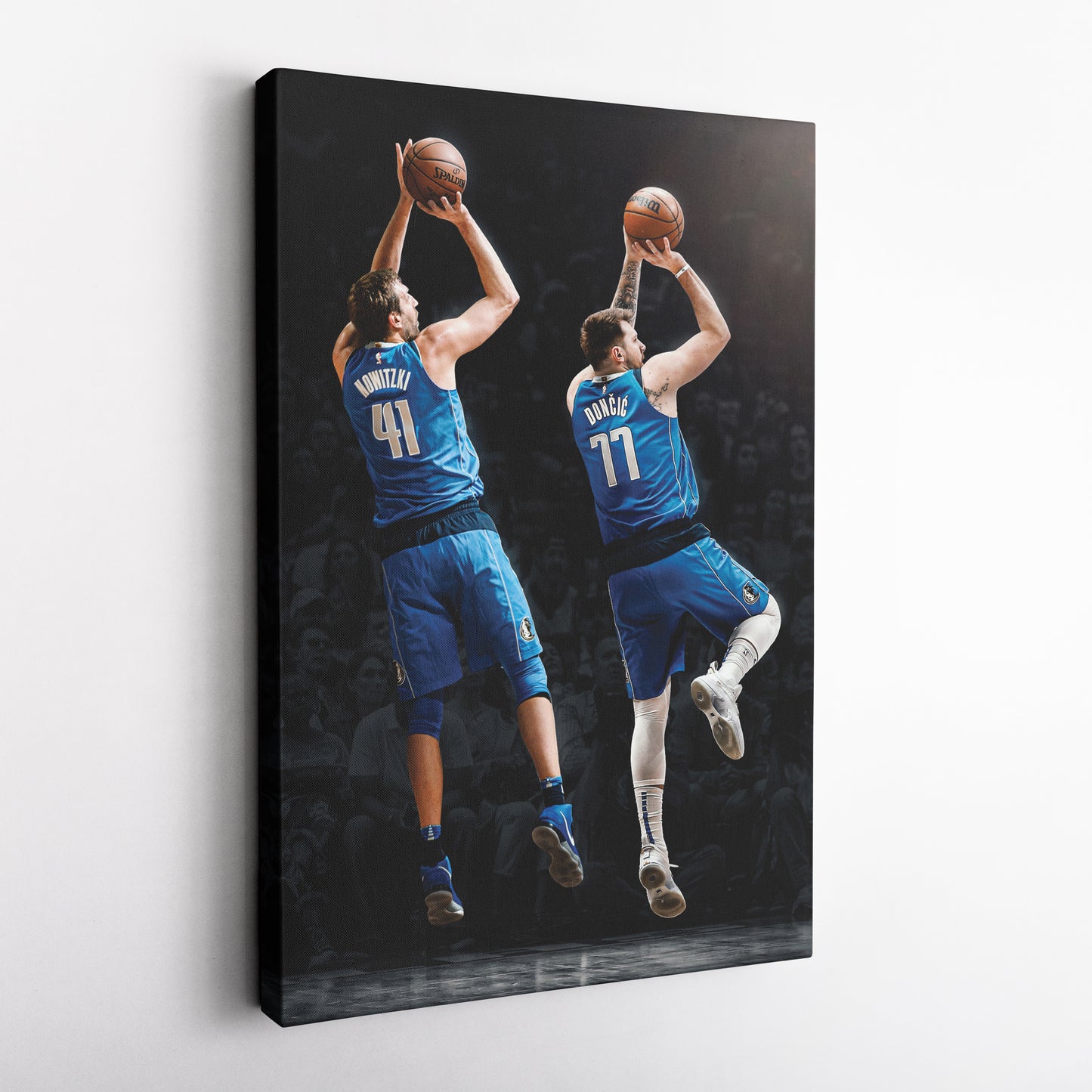 Luka Doncic and Dirk Nowitzki Canvas Art - Dallas Mavericks NBA Decor
