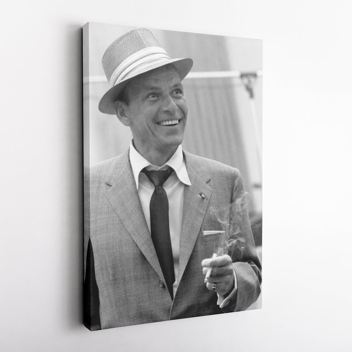 Frank Sinatra Smoking Canvas Wall Art – Classic Music Legend Home Decor