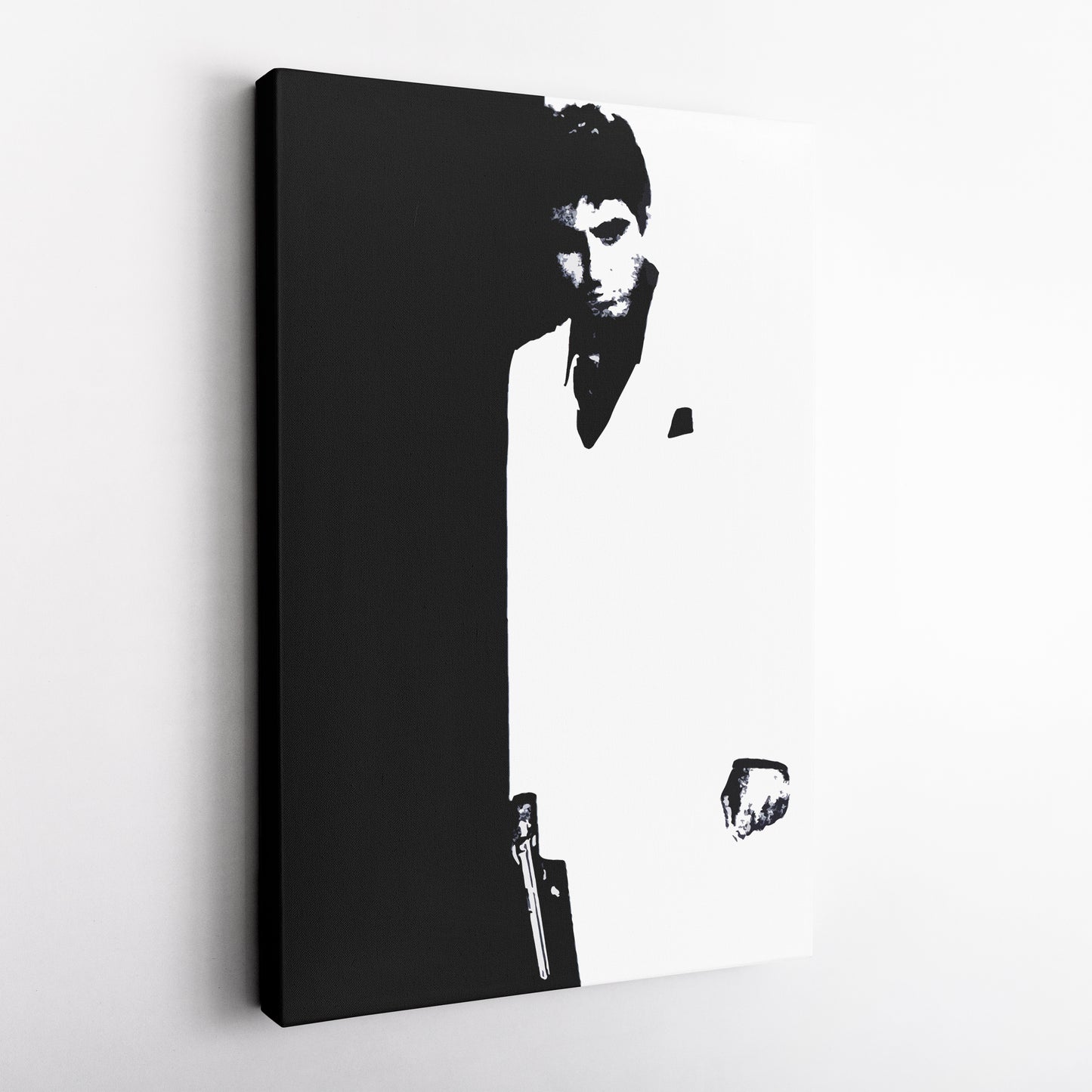 Scarface Al Pacino Black and White Canvas Art – Gangster Film Legend Decor