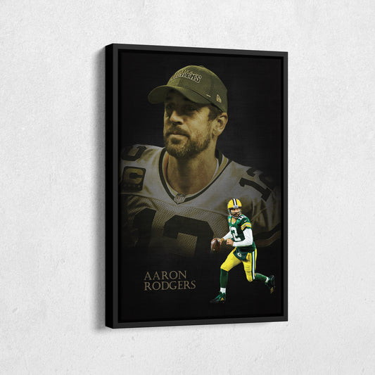 Aaron Rodgers Green Bay Packers NFL Canvas Wall Art - Framed Home Decor