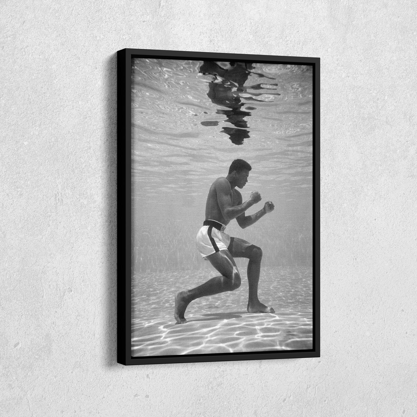 Muhammad Ali Underwater - Black and White Canvas Wall Art Decor