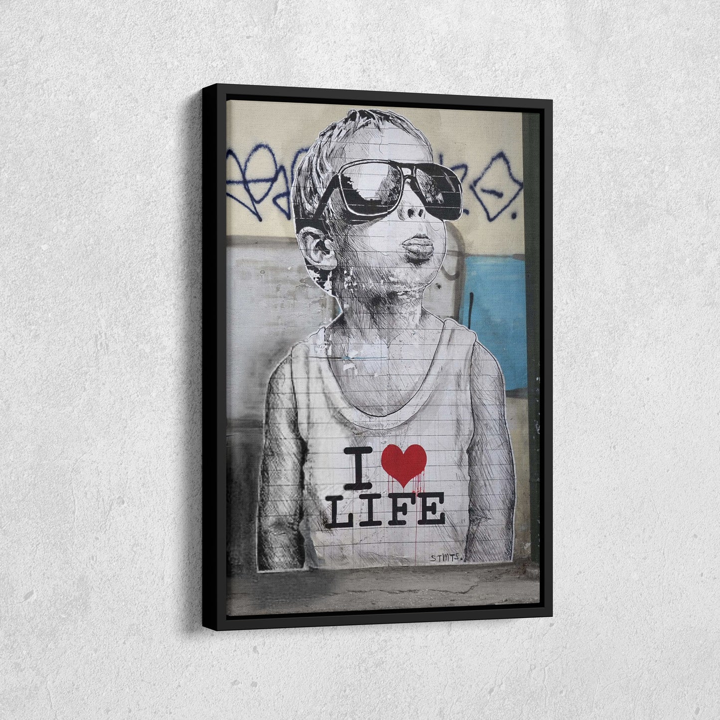 Banksy 'I Love Life' Canvas Print - Framed Wall Art