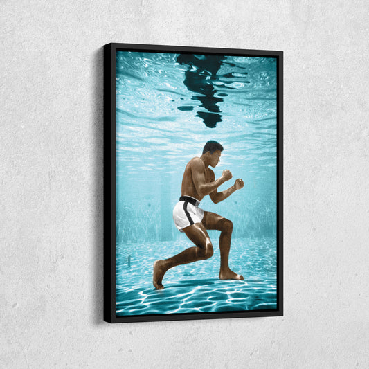 Muhammad Ali Underwater - Colored Canvas Wall Art Decor