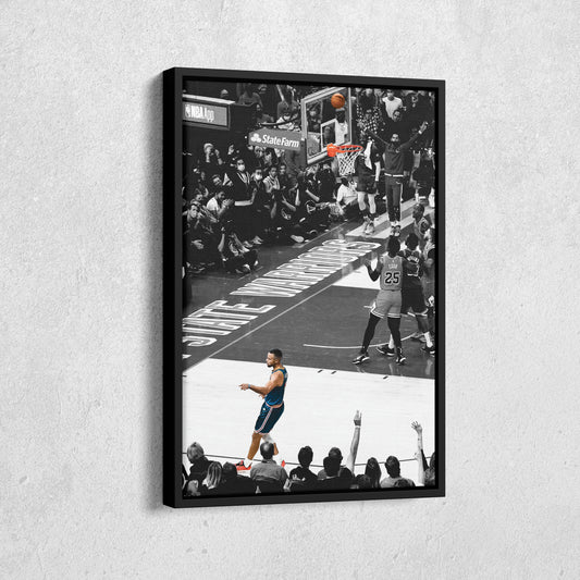 Stephen Curry No-Look Shot Canvas Art - NBA Golden State Warriors Decor