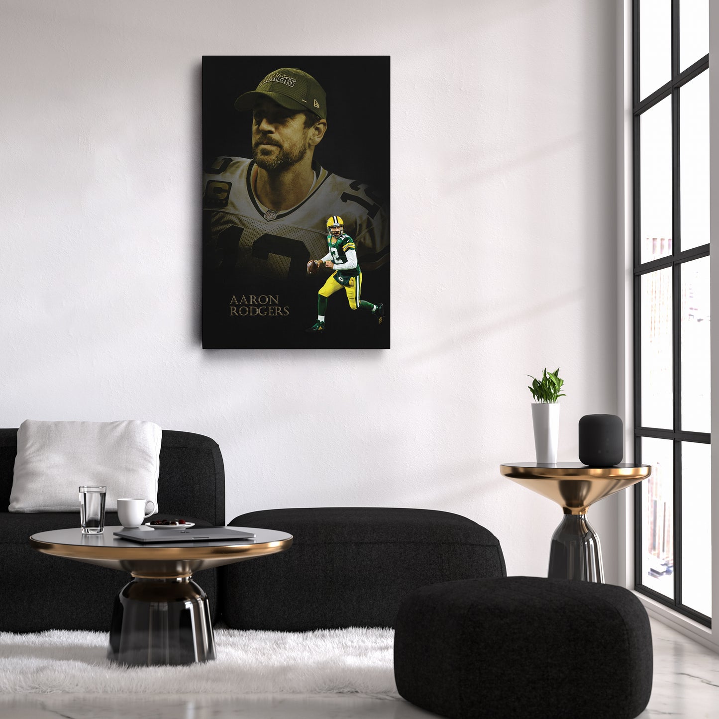 Aaron Rodgers Green Bay Packers NFL Canvas Wall Art - Framed Home Decor
