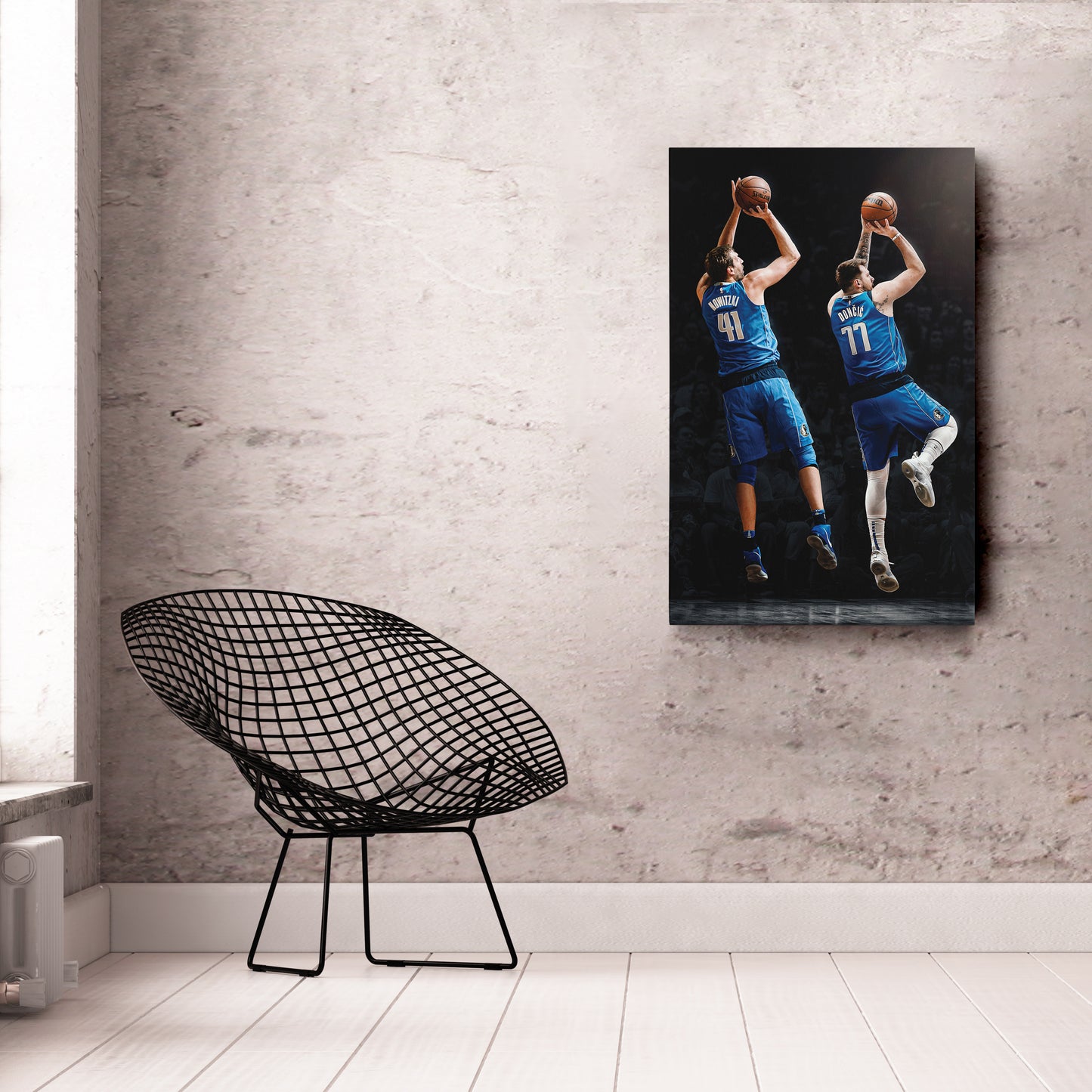 Luka Doncic and Dirk Nowitzki Canvas Art - Dallas Mavericks NBA Decor
