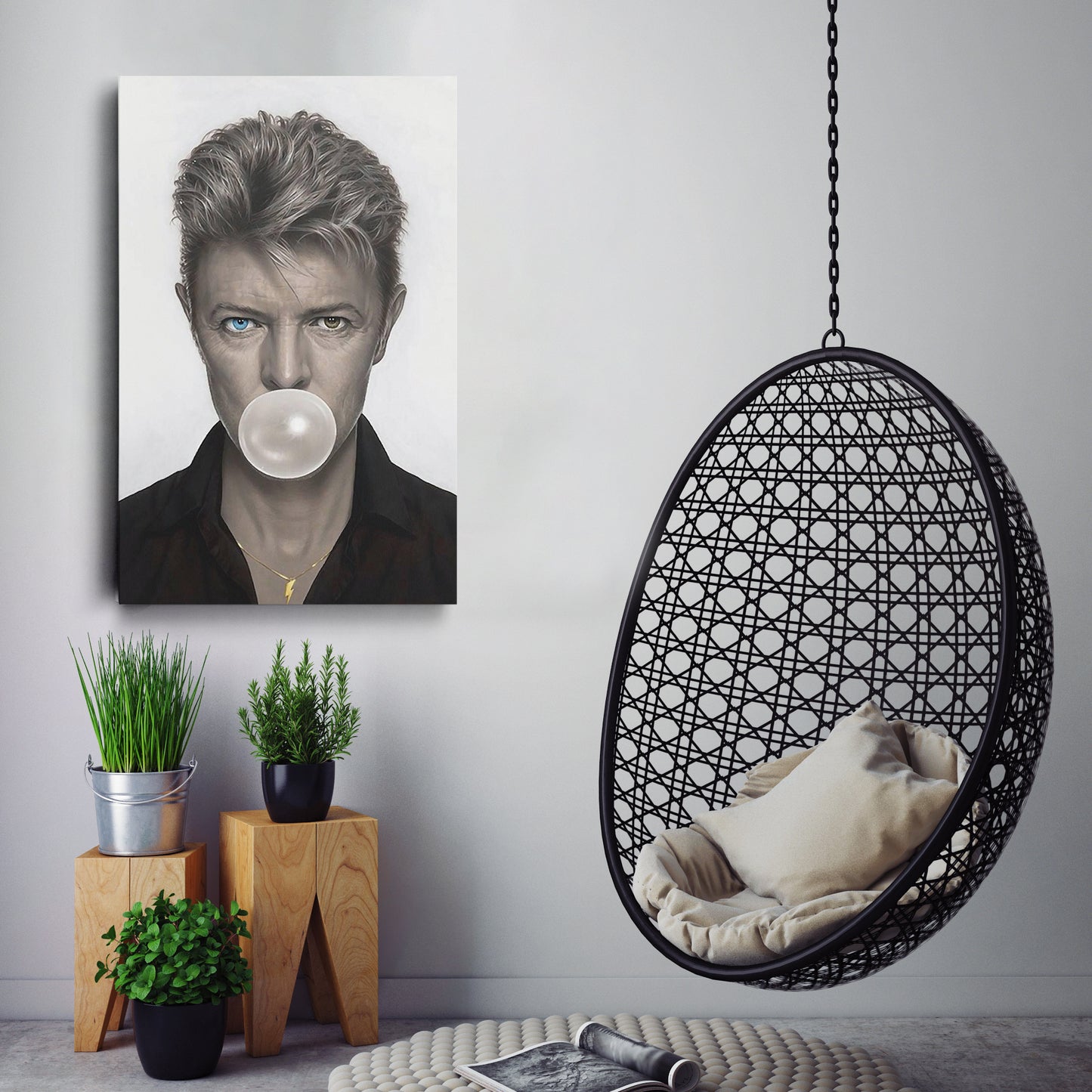 David Bowie Poster Chewing Gum Canvas Wall Art Home Decor Framed Art