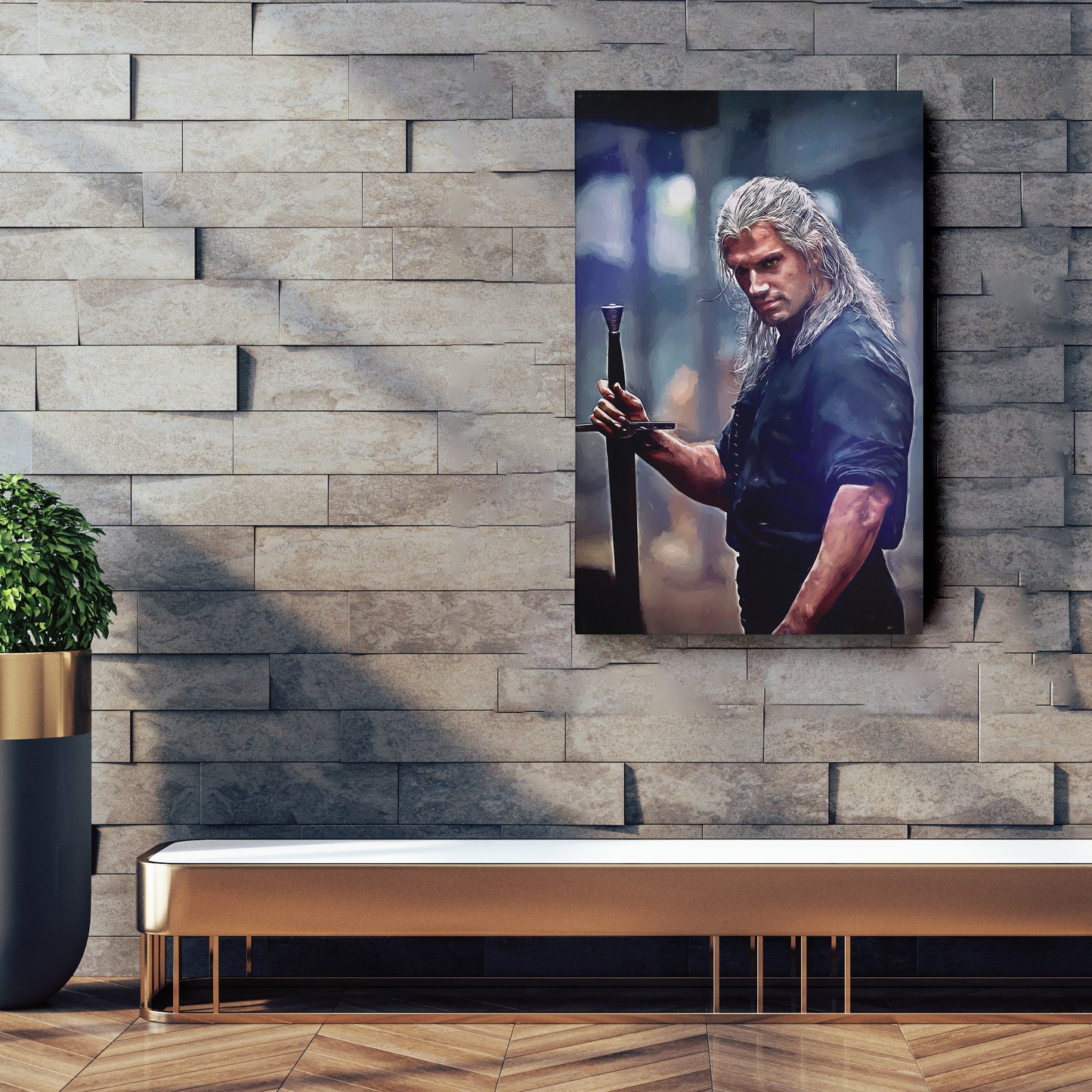 Geralt of Rivia Witcher Canvas Wall Art – Fantasy TV Series Print