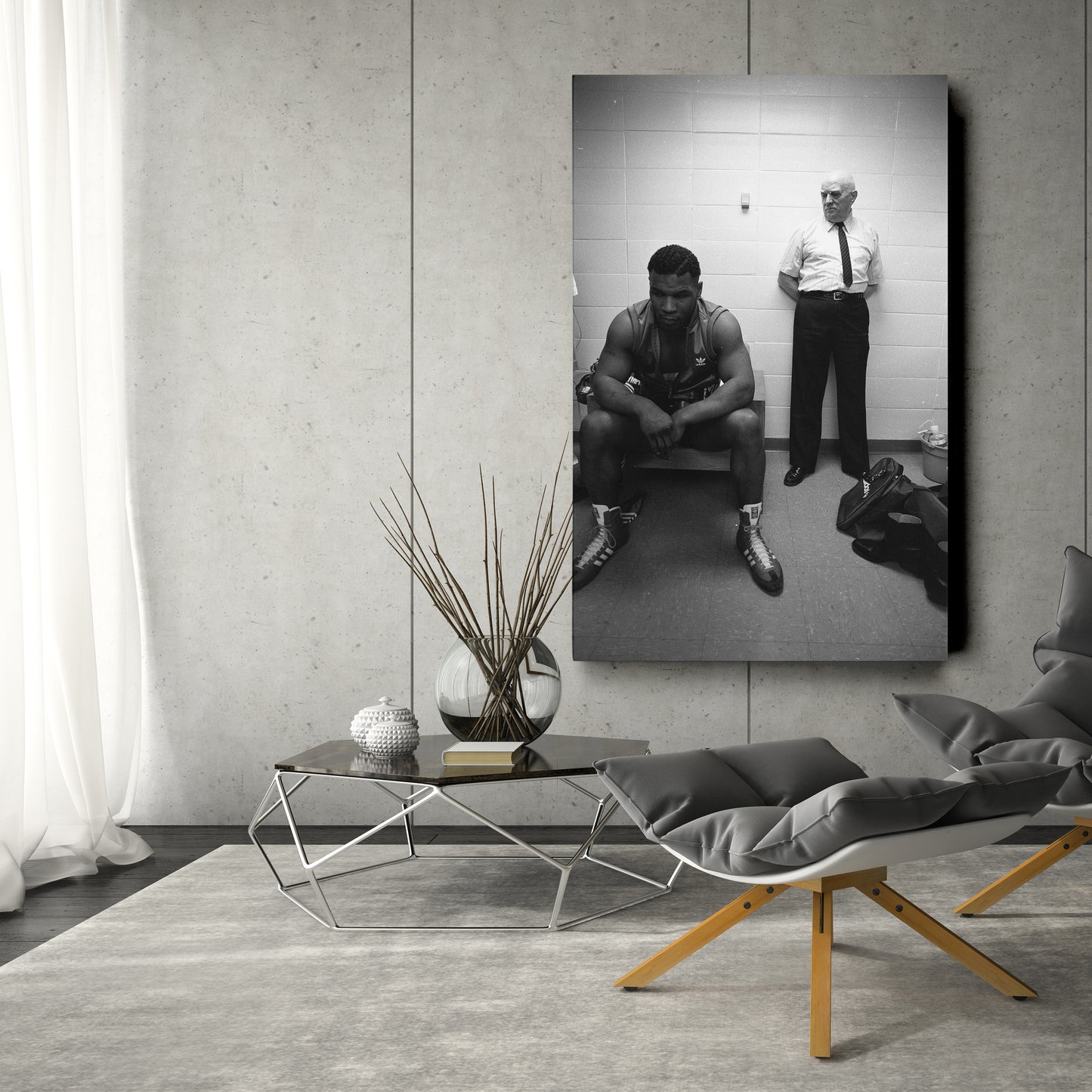 Mike Tyson Boxing Black and White Canvas Art – Boxing Champion Decor