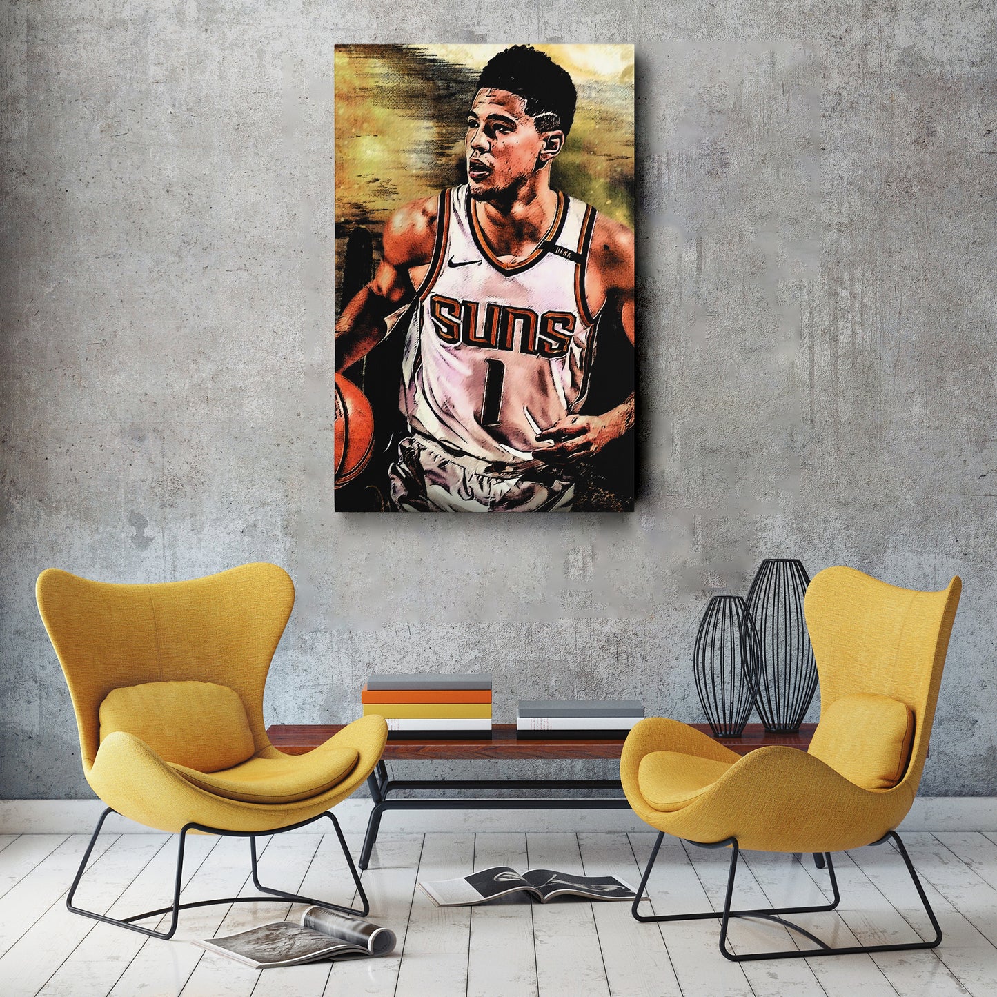Devin Booker Phoenix Suns Canvas Wall Art – Basketball Star Print for Home