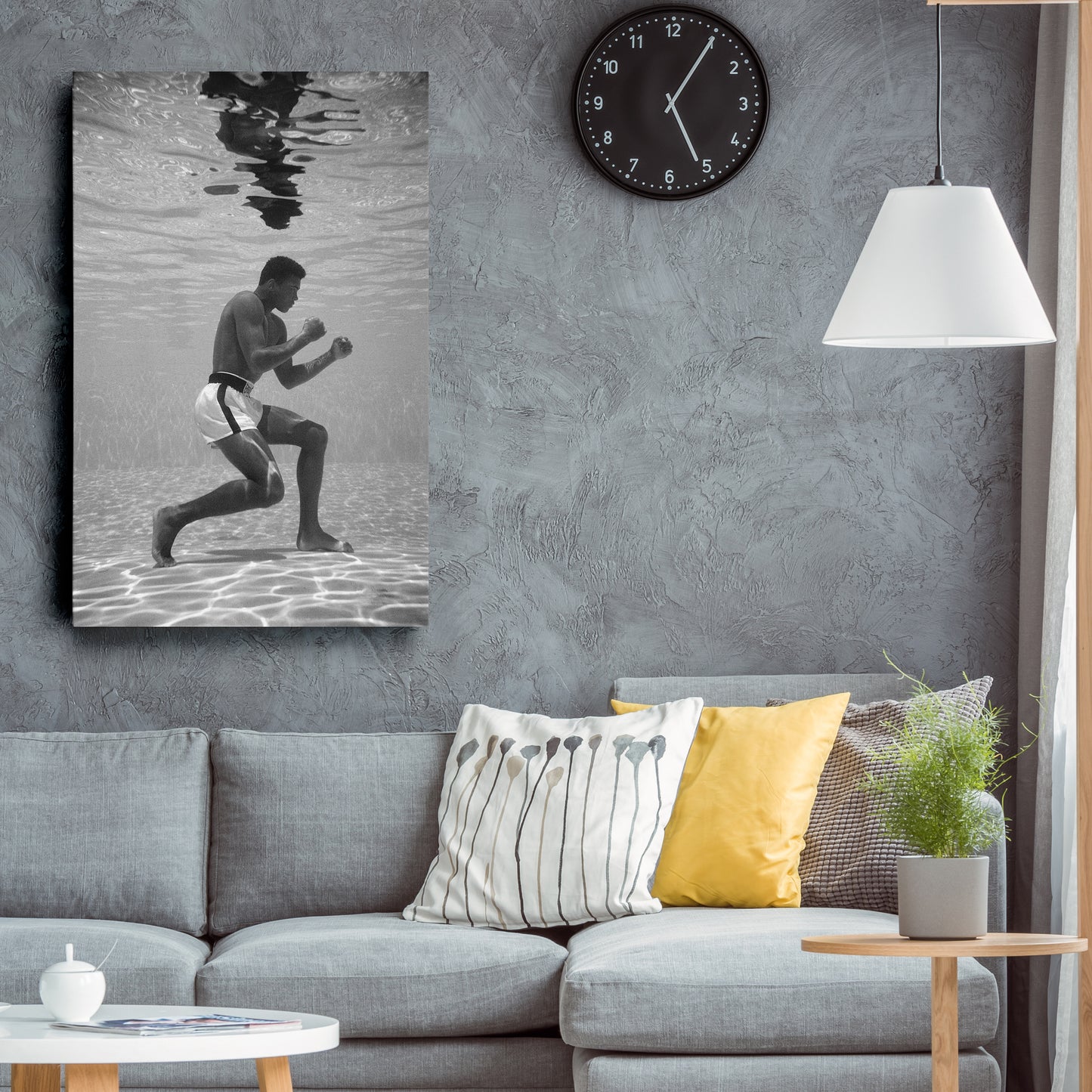 Muhammad Ali Underwater - Black and White Canvas Wall Art Decor