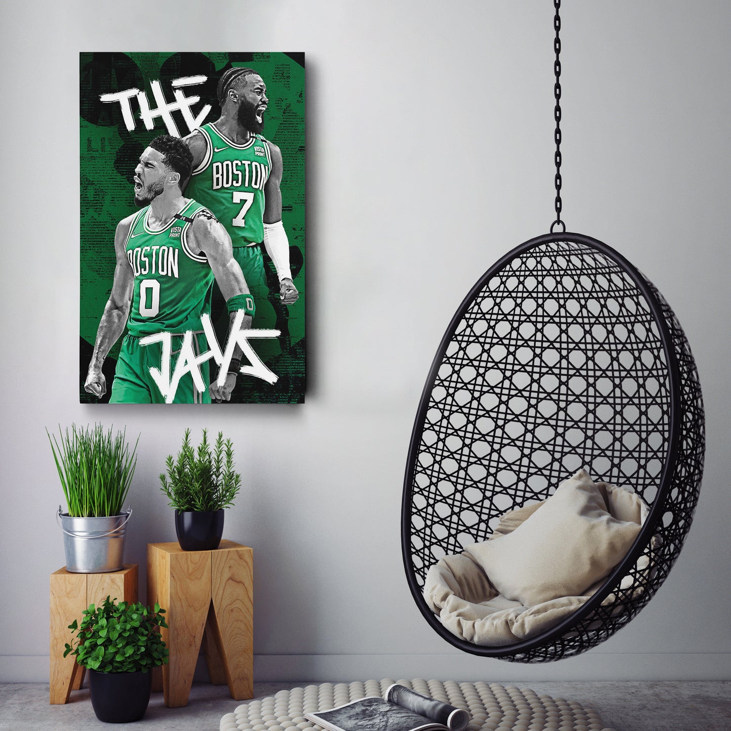 Jayson Tatum & Jaylen Brown Boston Celtics Canvas Wall Art Decor - NBA Stars Art