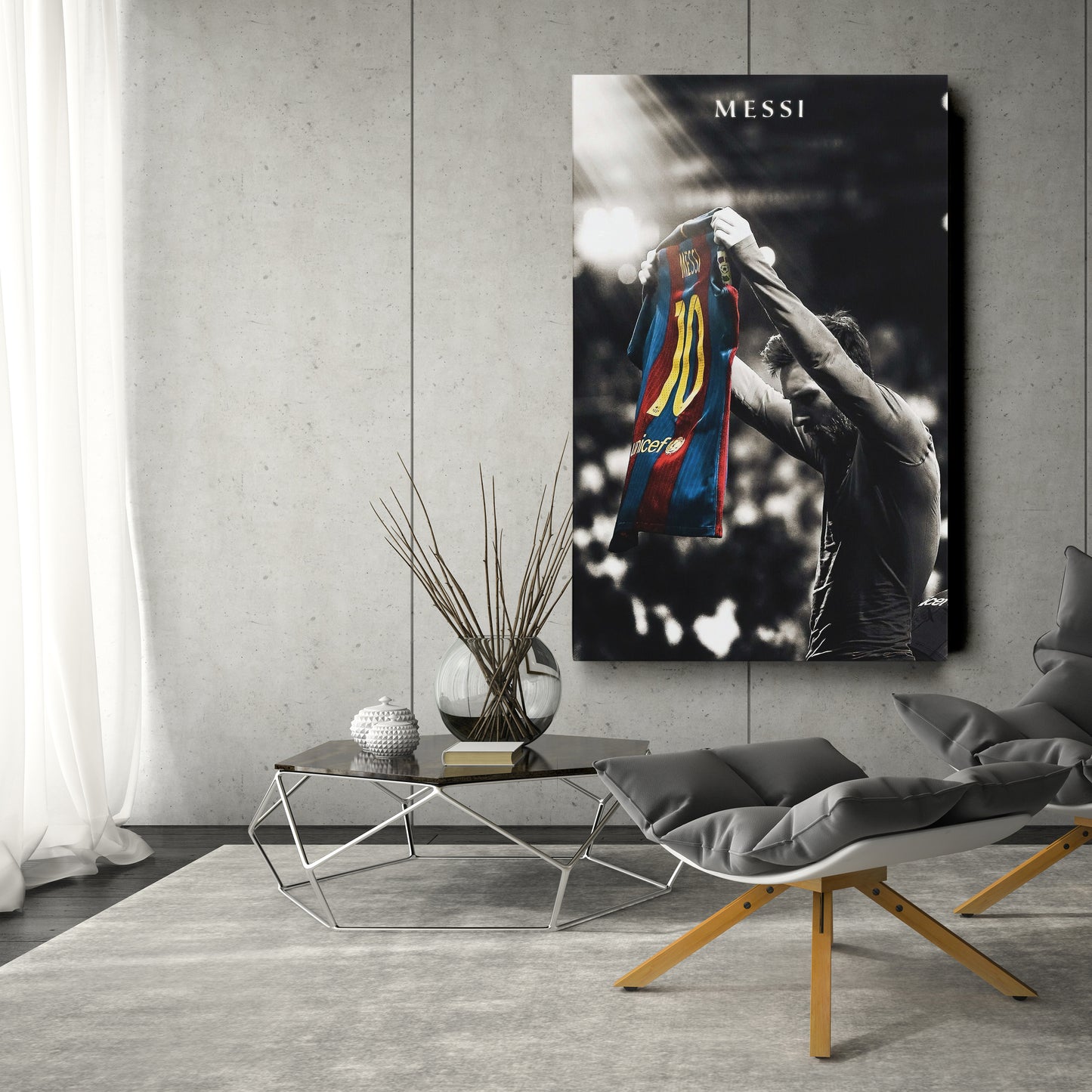 Lionel Messi Iconic Celebration Canvas Wall Art – Football Star Poster
