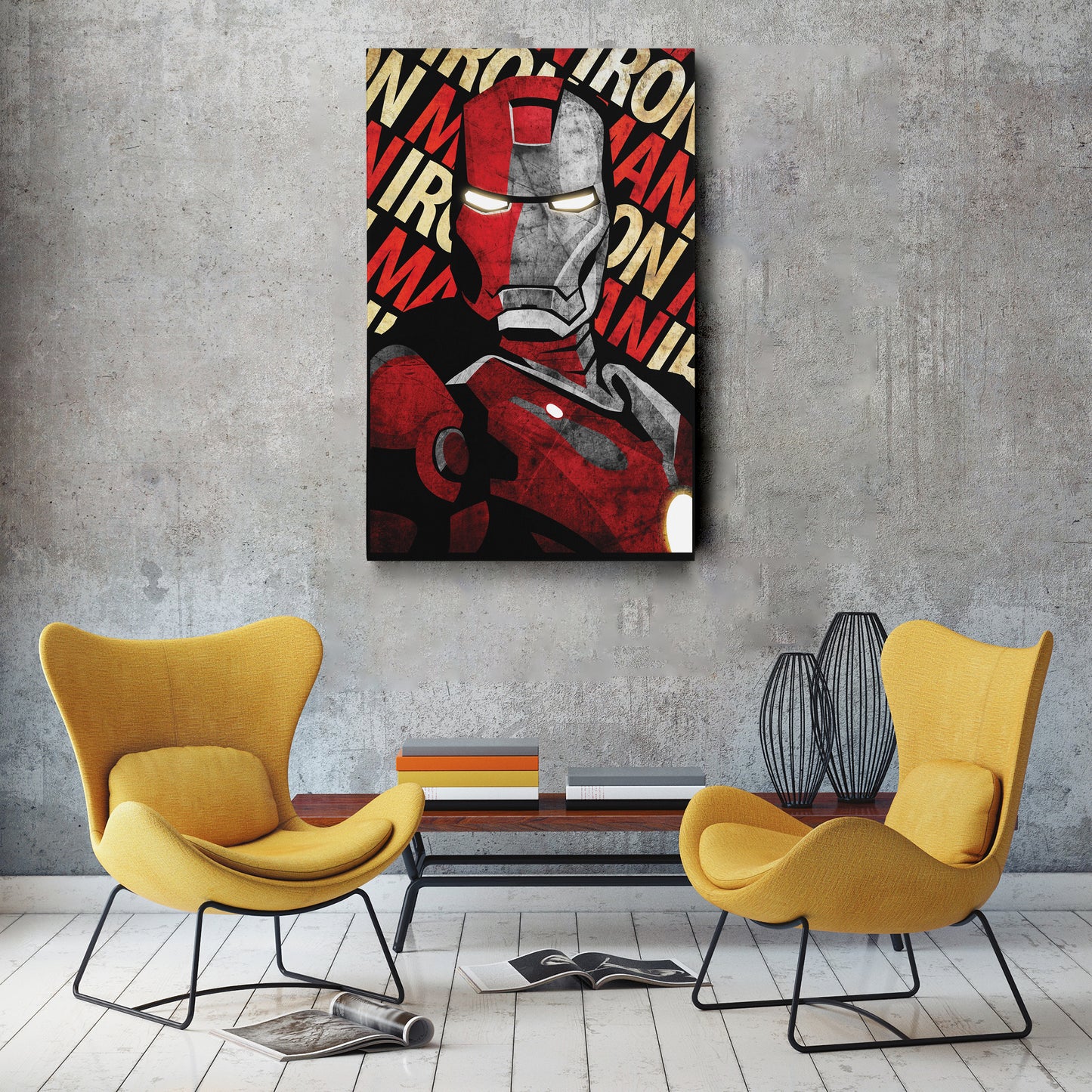 Iron Man Marvel with Background Text - Canvas Wall Art Decor