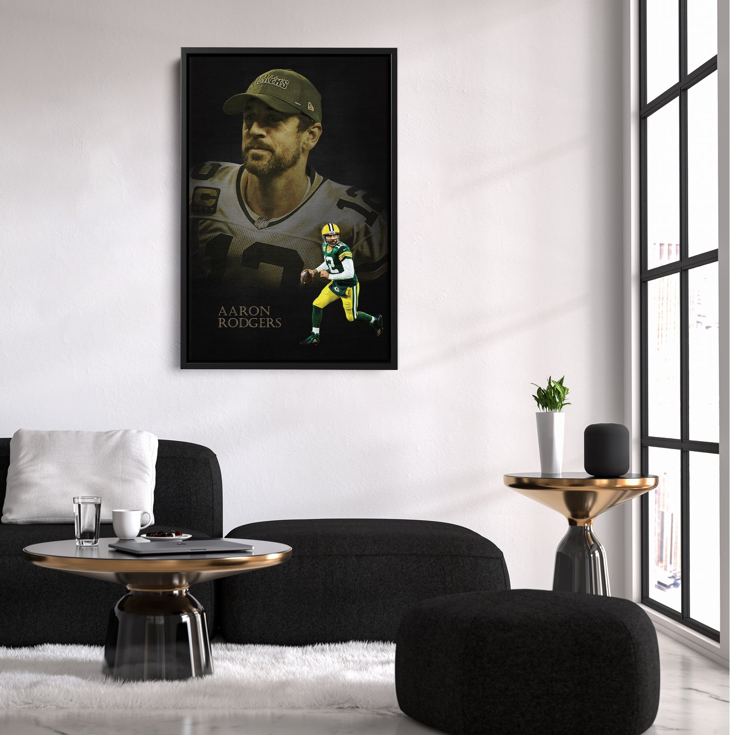Aaron Rodgers Green Bay Packers NFL Canvas Wall Art - Framed Home Decor