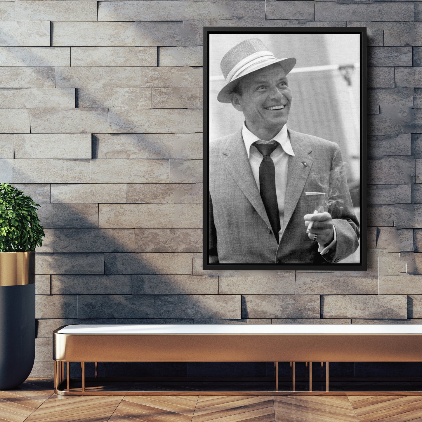 Frank Sinatra Smoking Canvas Wall Art – Classic Music Legend Home Decor