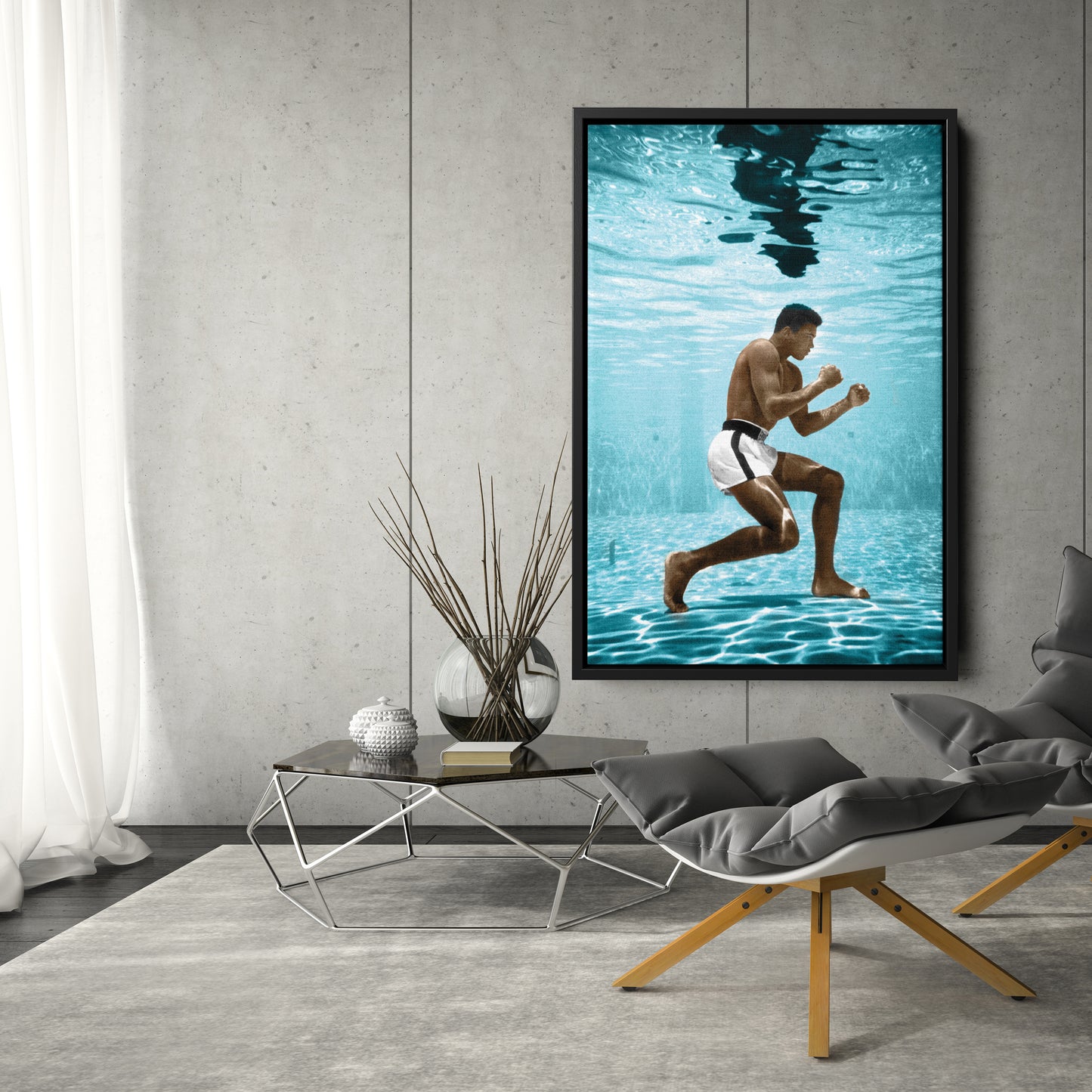 Muhammad Ali Underwater - Colored Canvas Wall Art Decor