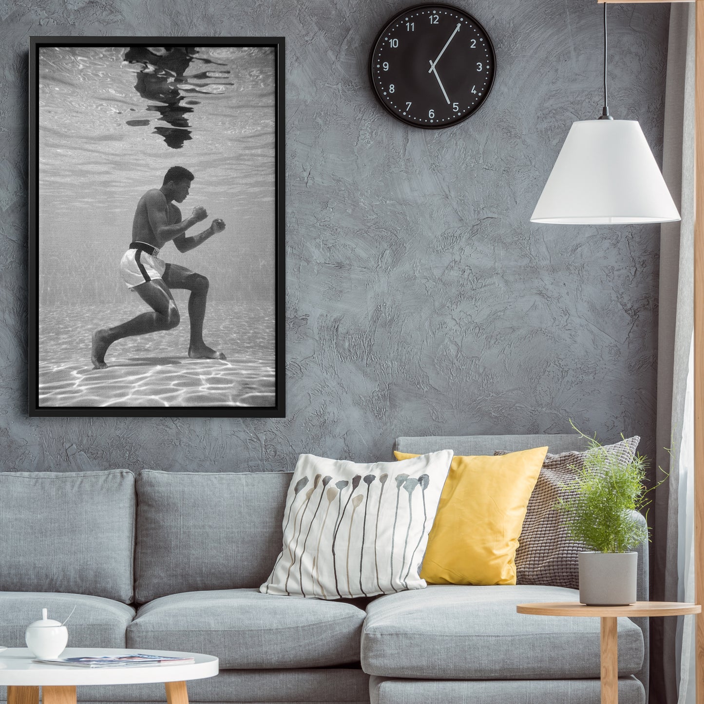 Muhammad Ali Underwater - Black and White Canvas Wall Art Decor