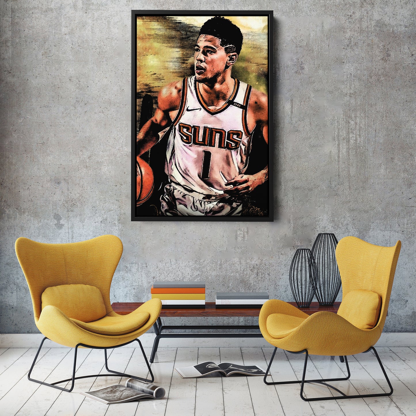 Devin Booker Phoenix Suns Canvas Wall Art – Basketball Star Print for Home