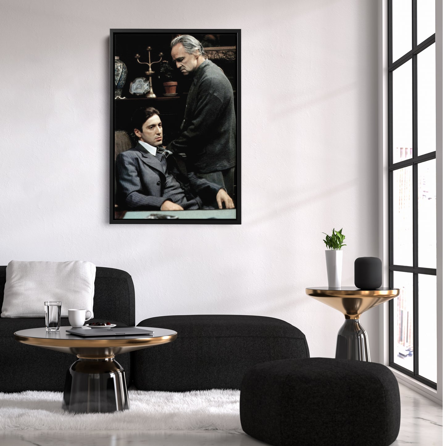 Godfather Marlon Brando and Al Pacino Canvas Wall Art – Mafia Movie Poster