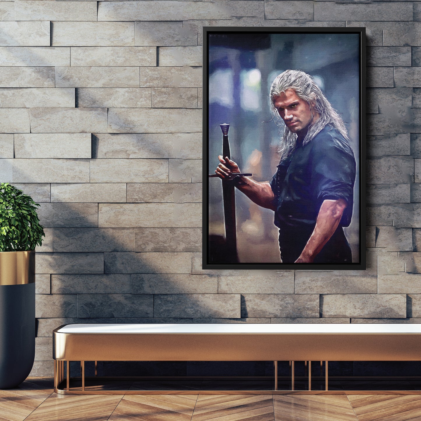 Geralt of Rivia Witcher Canvas Wall Art – Fantasy TV Series Print
