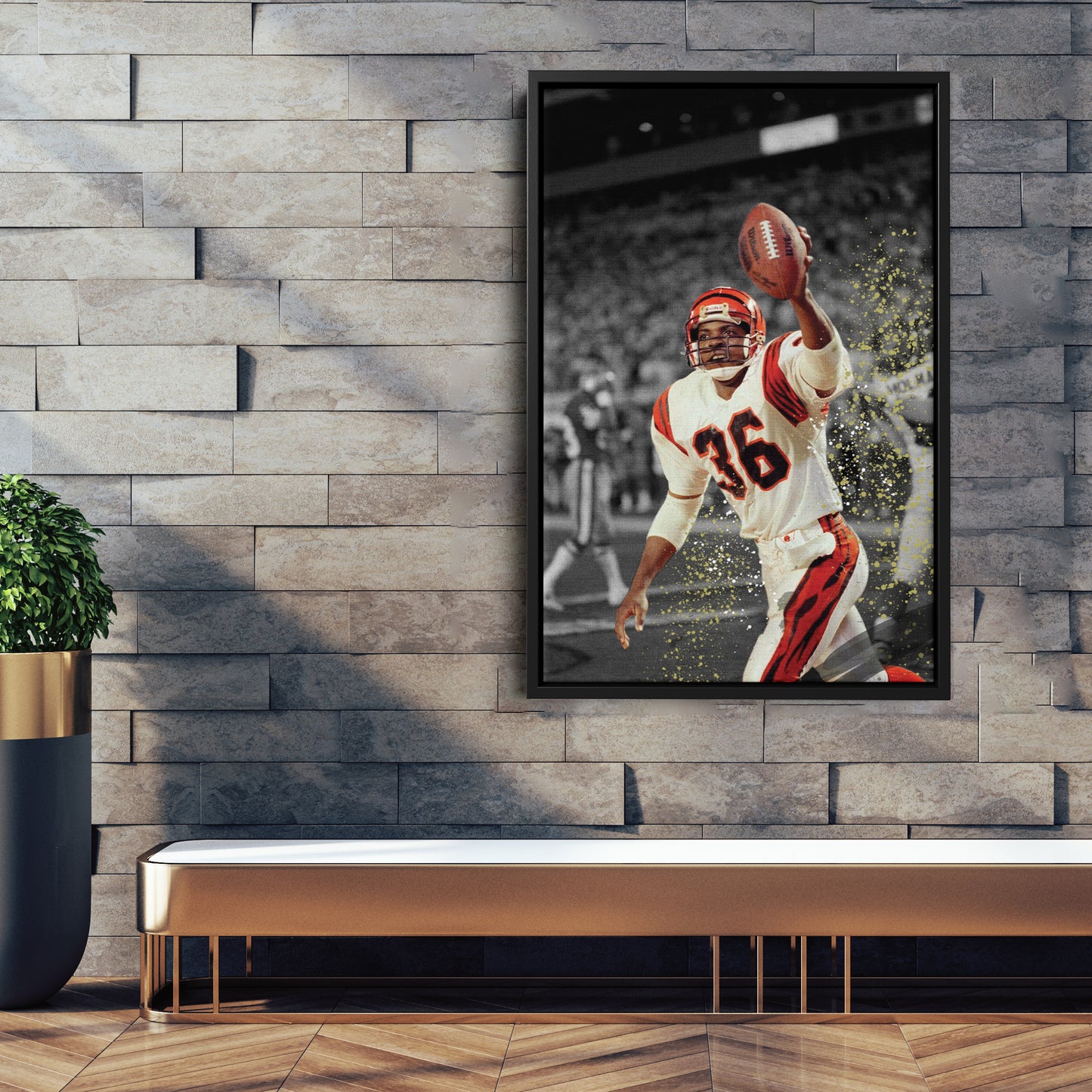 Jennings’ Kickoff Return Cincinnati Bengals Canvas Wall Art Decor - NFL Highlight Art