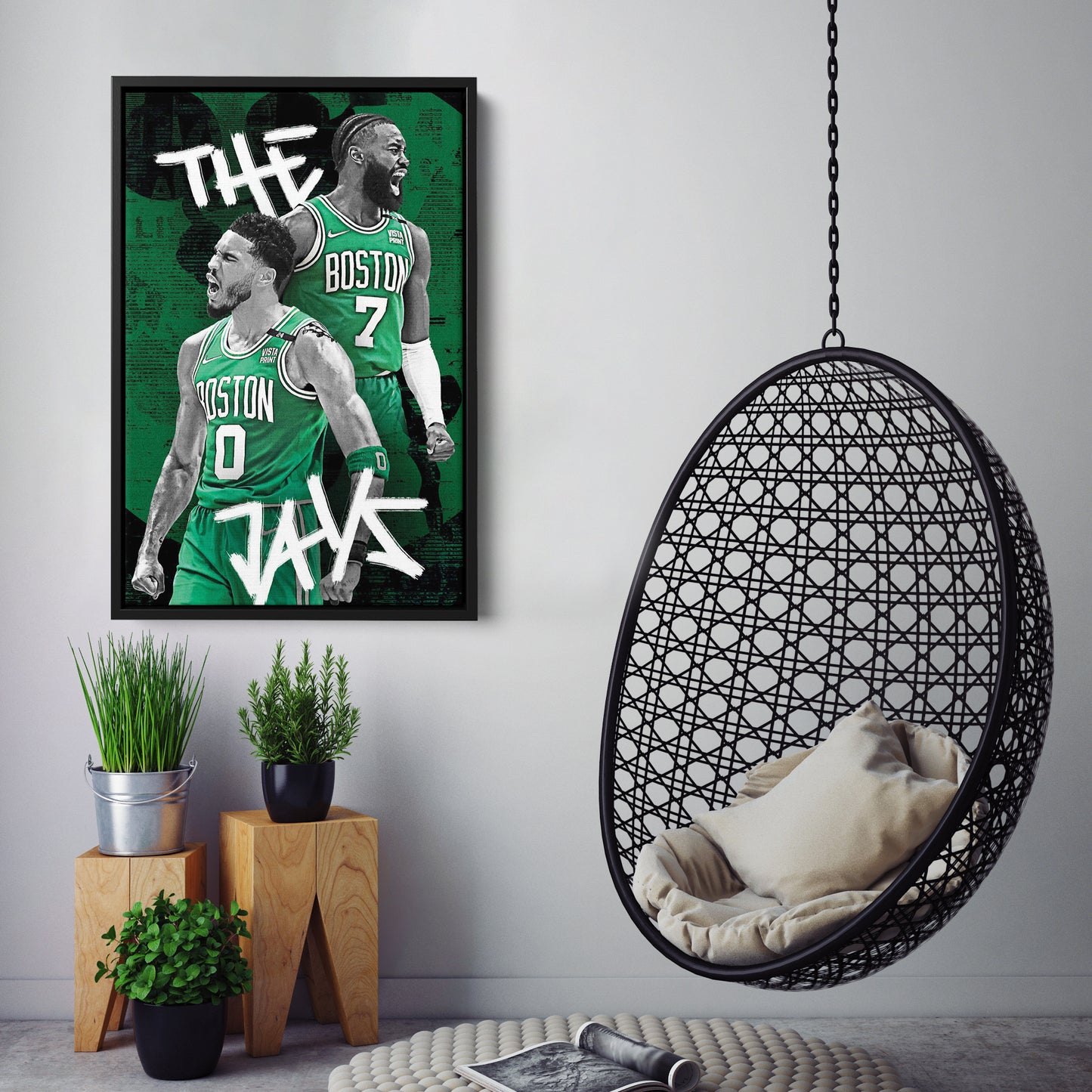 Jayson Tatum & Jaylen Brown Boston Celtics Canvas Wall Art Decor - NBA Stars Art
