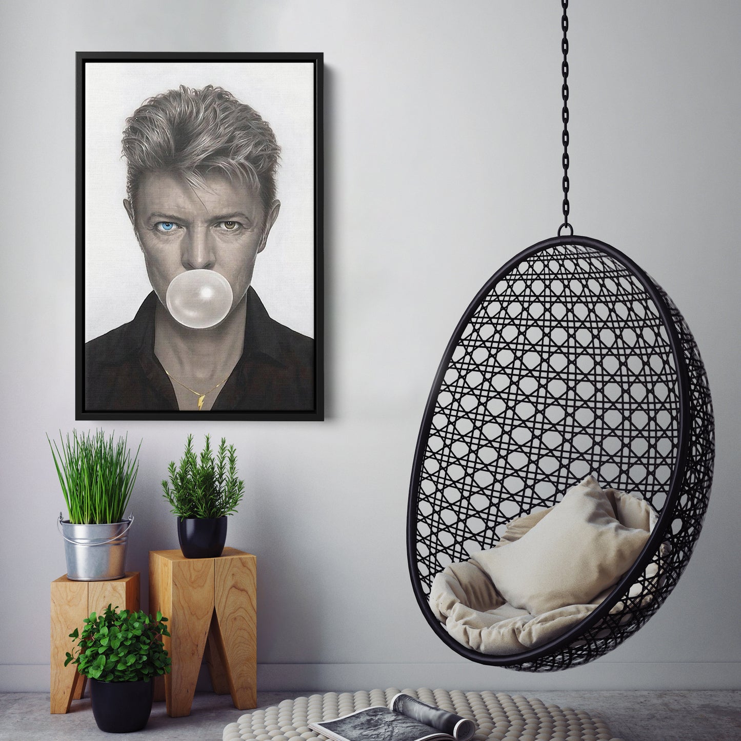 David Bowie Poster Chewing Gum Canvas Wall Art Home Decor Framed Art