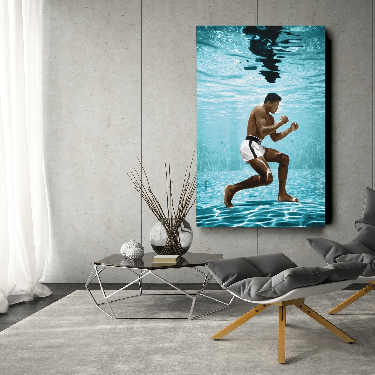 Muhammad Ali Underwater - Colored Canvas Wall Art Decor