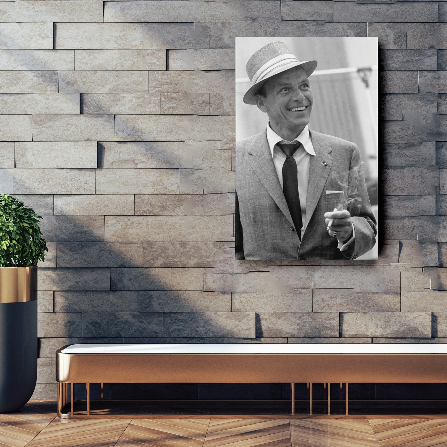 Frank Sinatra Smoking Canvas Wall Art – Classic Music Legend Home Decor