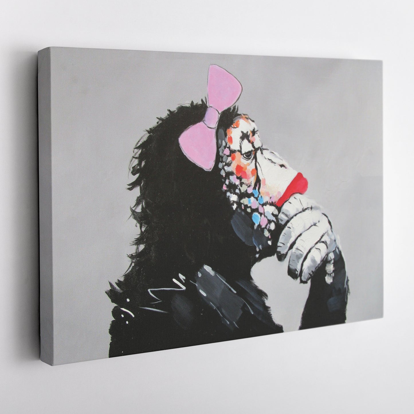 Banksy 'Female Monkey' Canvas Print - Framed Wall Art