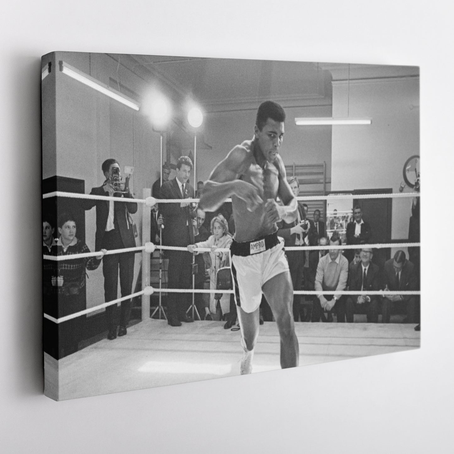 Muhammad Ali Training Canvas Art – Boxing Champion Black and White Decor
