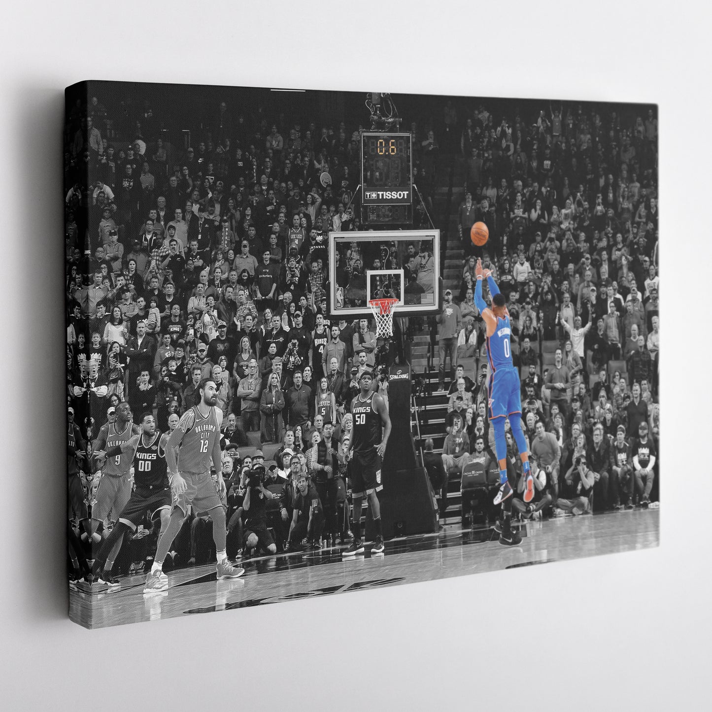 Russell Westbrook Buzzer Beater Canvas Art - NBA Thunder vs. Kings