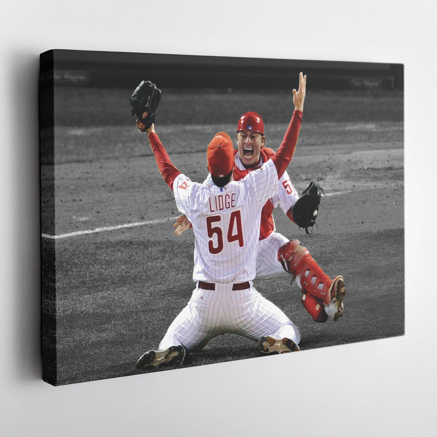 Brad Lidge & Carlos Ruiz Celebrate World Series Victory Canvas Wall Art Decor - MLB Sports Poster