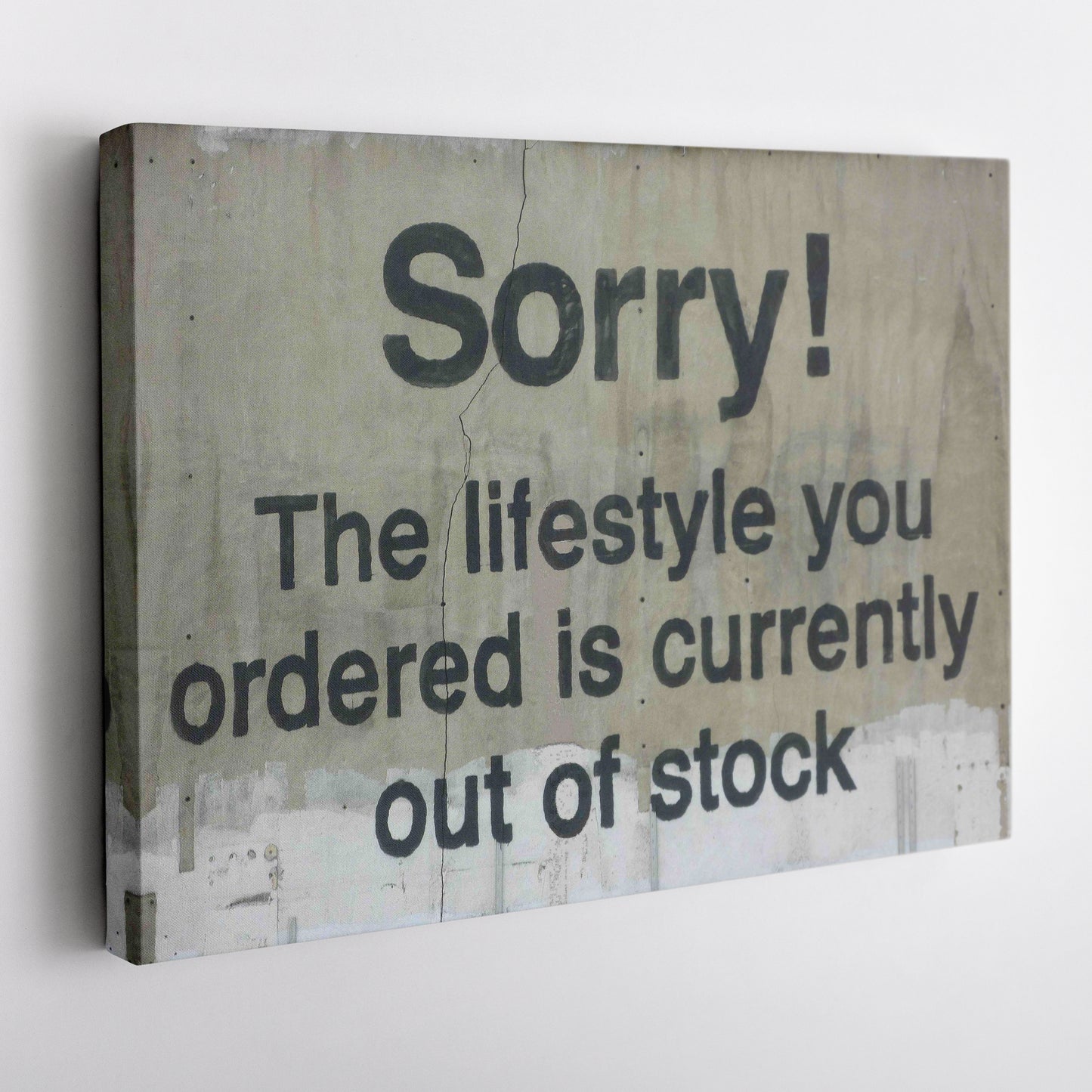 Banksy 'Out of Stock' Quote Canvas Print - Framed Wall Art