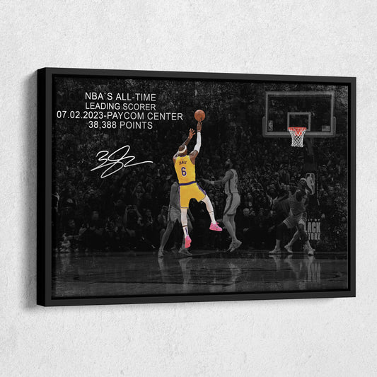 LeBron James All-Time Leading Scorer Canvas Wall Art Decor - NBA Legend Poster