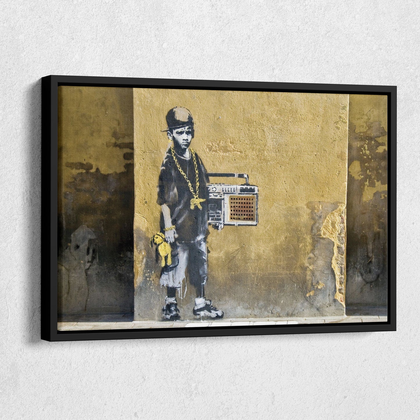 Banksy 'Children with Stereo' Canvas Print - Framed Wall