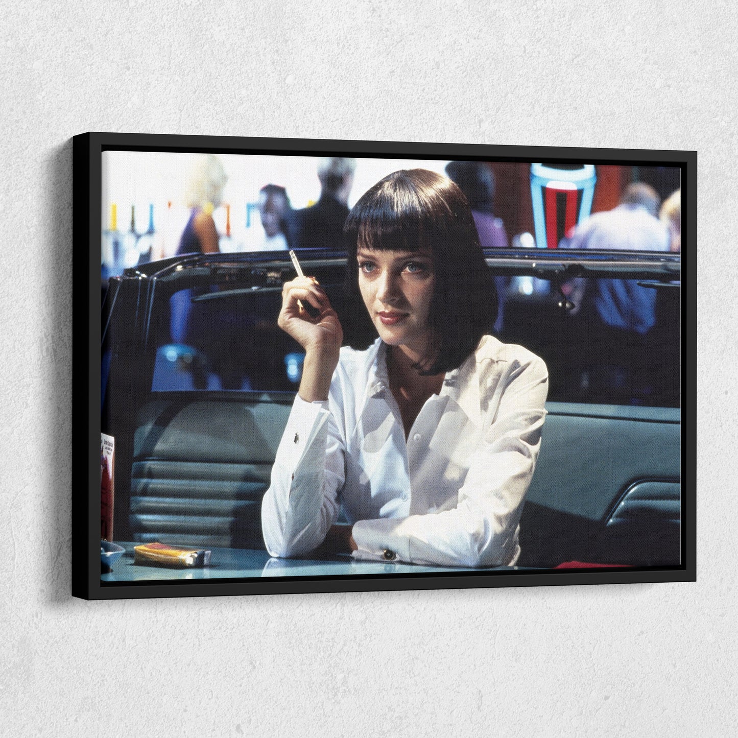 Pulp Fiction Uma Thurman Smoking Canvas Art – Legendary Movie Moment Decor