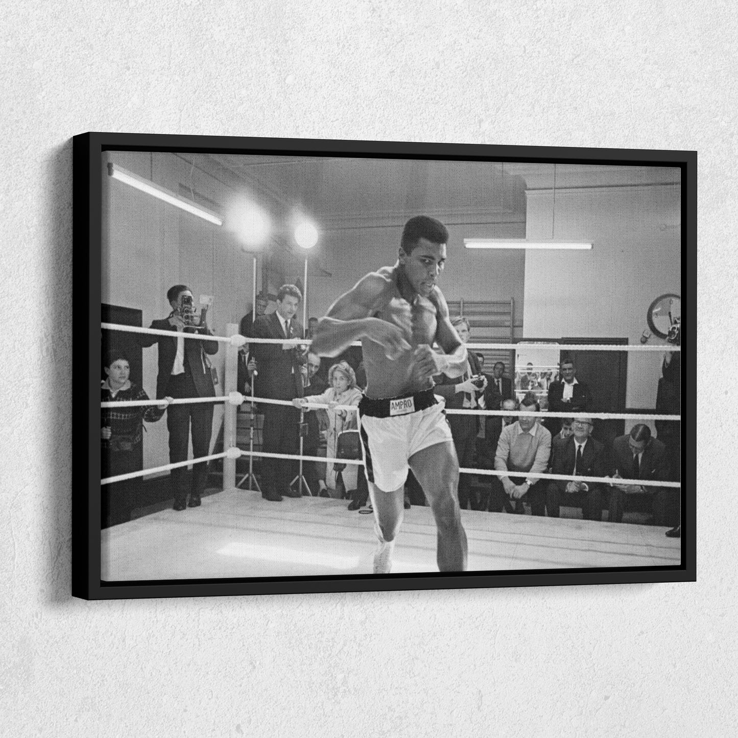 Muhammad Ali Training Canvas Art – Boxing Champion Black and White Decor