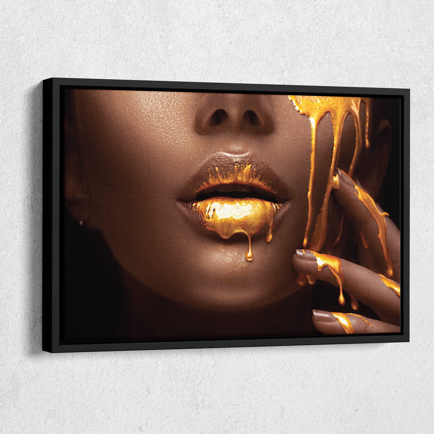 Dripping Gold Lips - Canvas Wall Art Decor