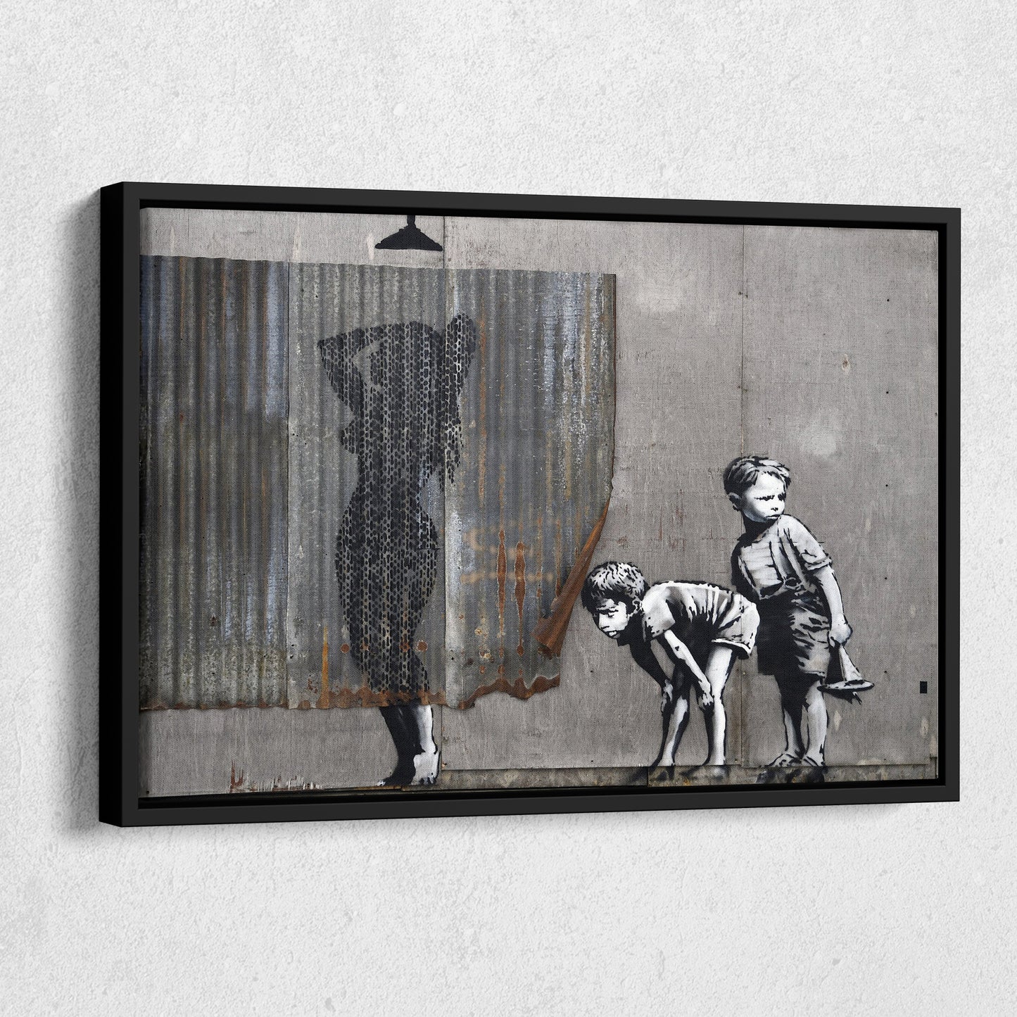 Banksy 'Lady Shower' Canvas Print - Framed Wall Art